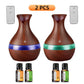 2-piece humidifier diffuser with remote ultra quiet aromatherapy, 7-color night light, and 4 bottles of essential oils