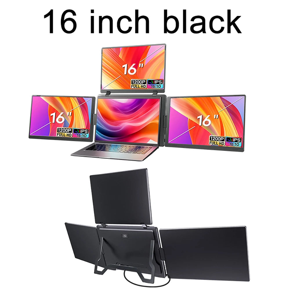 Triple Screen Portable LCD Backlit Monitor - ElectronAge