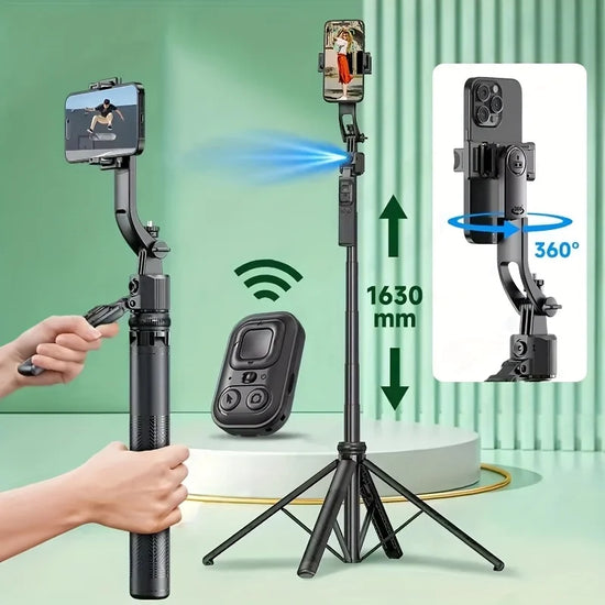 360° AI Tracking Gimbal Stabilizer with Remote Selfie Tripod Extendable Smart Phone Holder with Auto Tracking for Android/iOS
