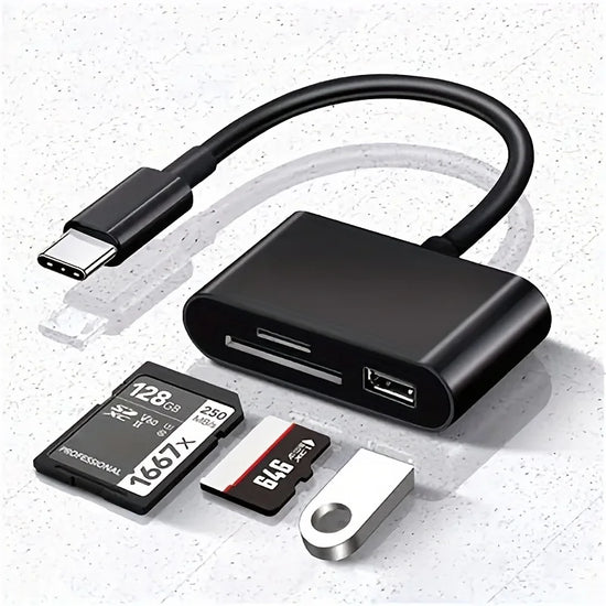TypeC to USB Adapter 3 in 1 TF SD Memory Card Reader USB Converter Adapter
