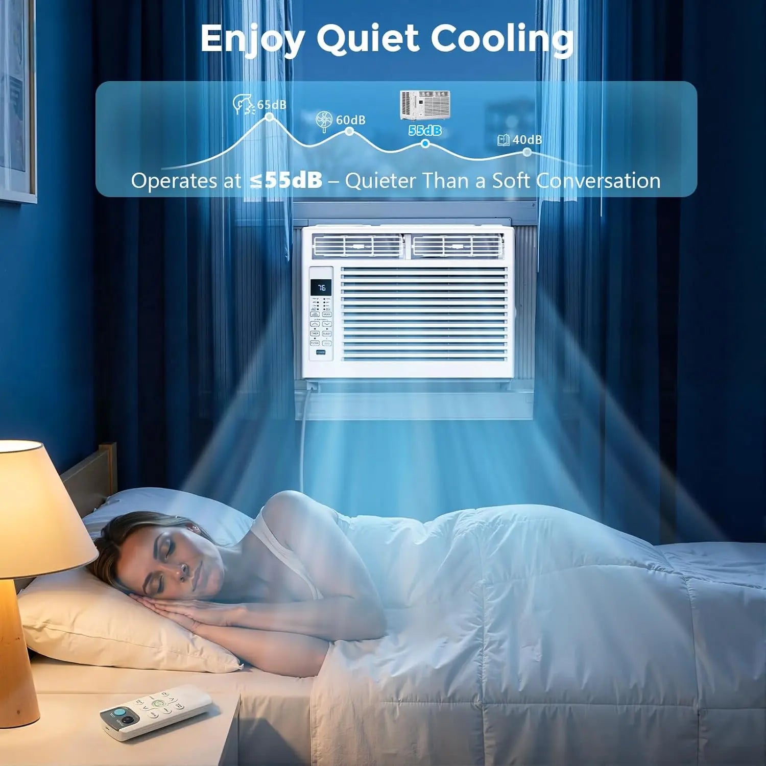 6,000 BTU Window Air Conditioner Cools 250sq.ft, Quiet AC Unit with Remote - ElectronAge