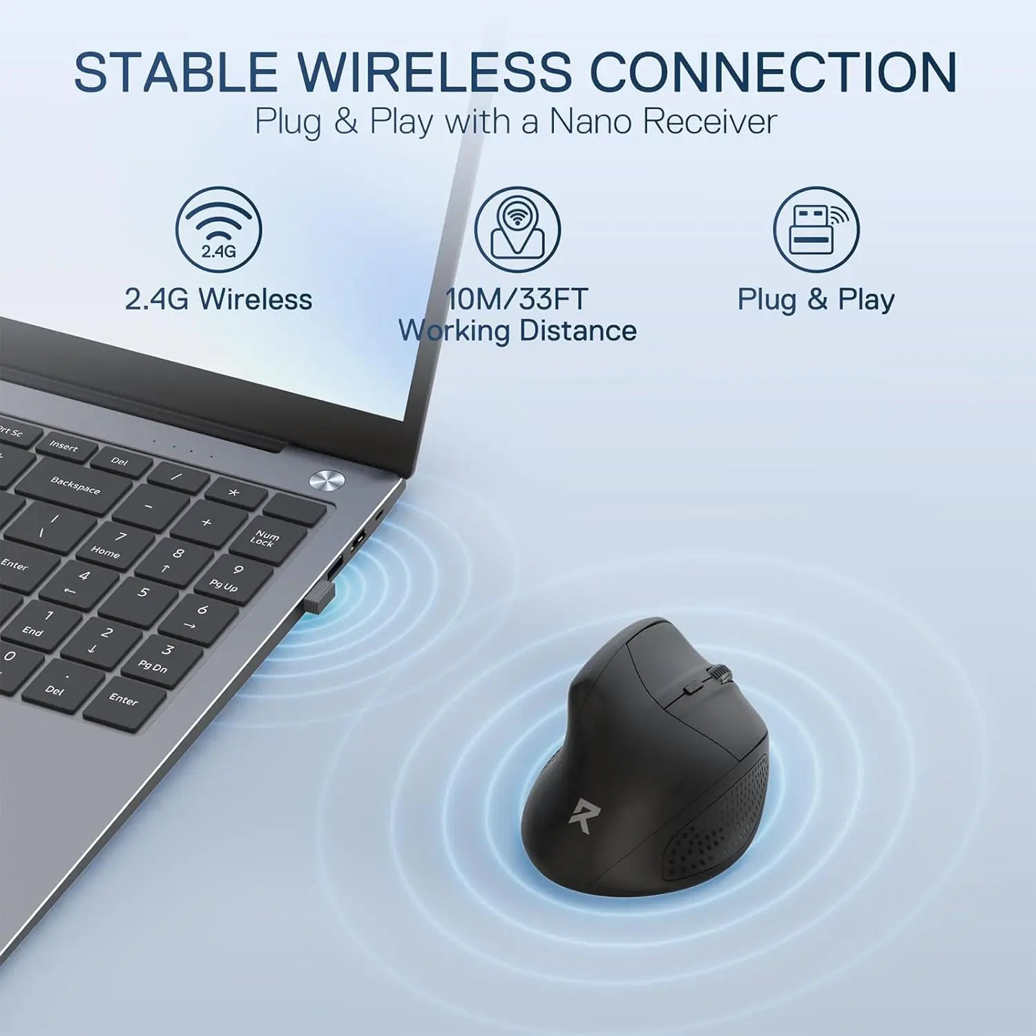 Redragon BM-4033 Wireless Vertical Ergonomic Mouse - ElectronAge