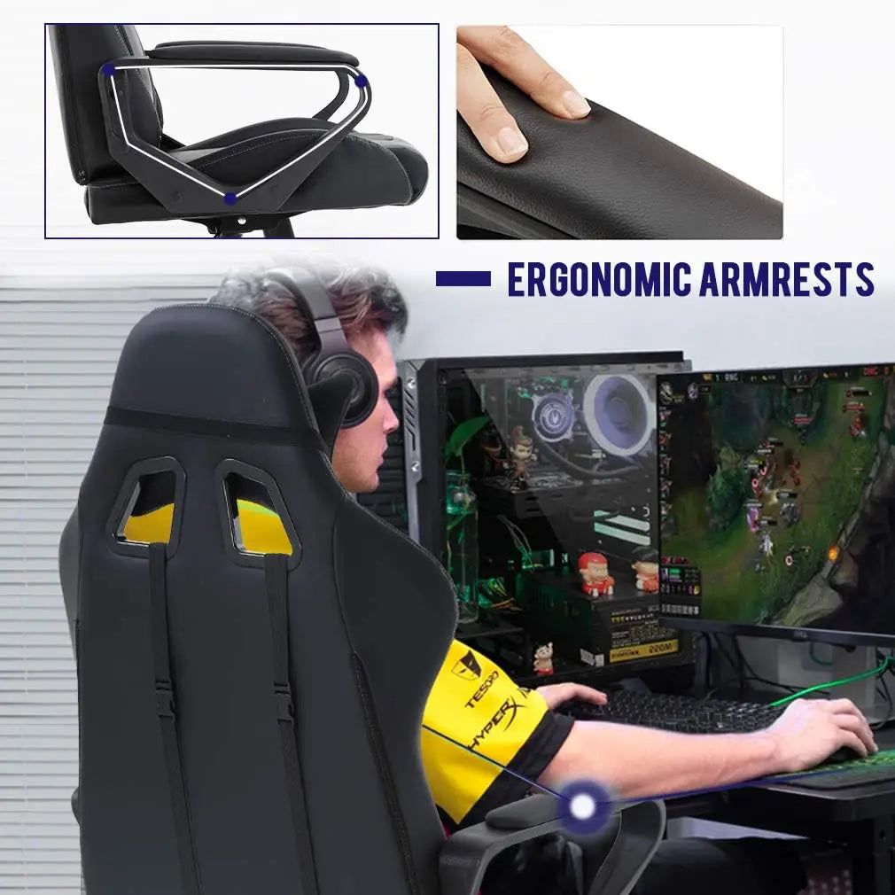 Ergonomic High-Back Gaming Chair with Lumbar Support - ElectronAge