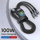 3 In 1 100w Transparent Fast Charging Cable Type C USB Micro For iPhone 15 Samsung Huawei Pilot Lamp Charger USB C 6A Data Cable