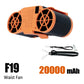 30000mAh Portable Waist Fan Strong Daul Airflow 7Speeds 11000RPM Rechargeable Clip on Fan for Outdoor Camping Fishing Max 32H