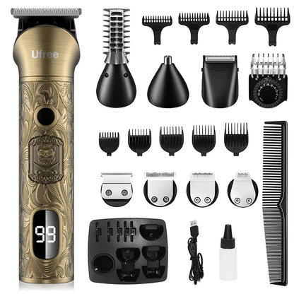 Ufree Beard Trimmer for Men, Electric Razor Shaver, Cordless Hair Clipper Shaving Kit for Mustache Body Nose Ear Hair Facial, Ad
