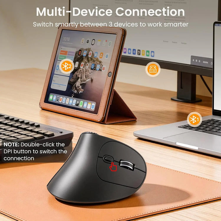 Ergonomic Wireless Mouse with Side Scroll Wheel - ElectronAge