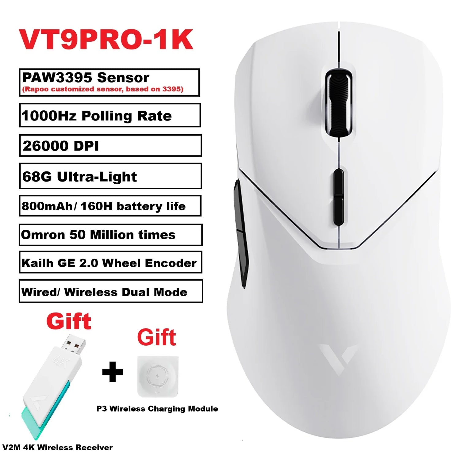 Rapoo VT9PRO PAW3398 Wireless Gaming Mouse - ElectronAge