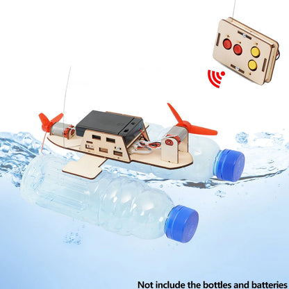 STEM Toys DIY Wooden Sailboat Model Kit Remote Control Boat Science Experiment Educational Project for Kids, Boys Girls Gift