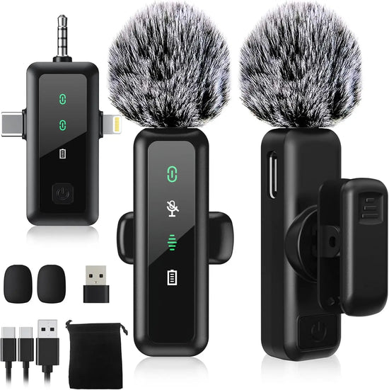 XMSJ 3-in-1 Wireless Lavalier Mics