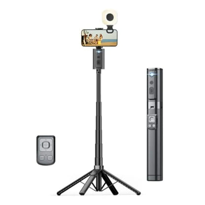 Auto Face Tracking Tripod 360 Rotation with Light Phone Tripod Stand Remote Control for Android Phone Selfie Stick Black for Co