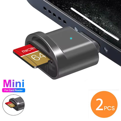 2pcs MINI SD TF Card Apple Card Reader Suitable For iPhone iPadConnectionExternal Expansion Memory Card OTG Storage Card Adapter