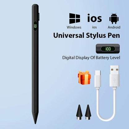 Universal Stylus Pen With LED Digital Power Display For iPad Samsung Huawei Xiaomi Tablet Pen For Android IOS Windows Touch Pen