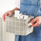 1PC Cotton and Hemp Storage Basket with Handheld Printed Tabletop, Miscellaneous Sorting Cabinet, Small Clothing, Fabric Storage