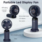 5000mAh Handheld Mini Fan Wireless USB Rechargeable Portable Digital Display Phone Holder Fan 5 Speed Foldable Neck Hanging Fans