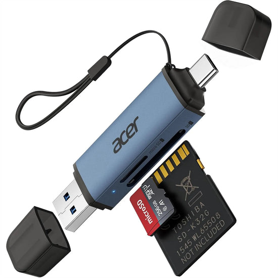 SD Card Reader USB C, Dual Slots USB 3.0 Type C to Micro SD Adapter, Memory Card Reader for MicroSD/SDHC/SDXC, Compatible with