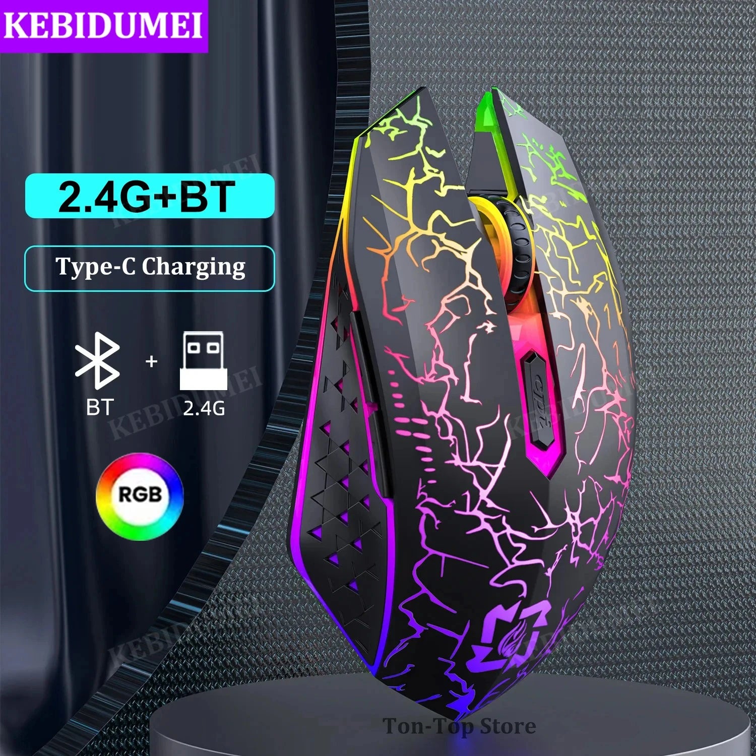 kebidumei Bluetooth 5.2 Wireless Mouse RGB - ElectronAge