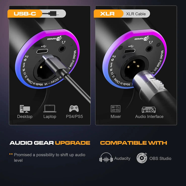 XLR/USB Gaming Microphone Kit: Dynamic PC Mic - ElectronAge