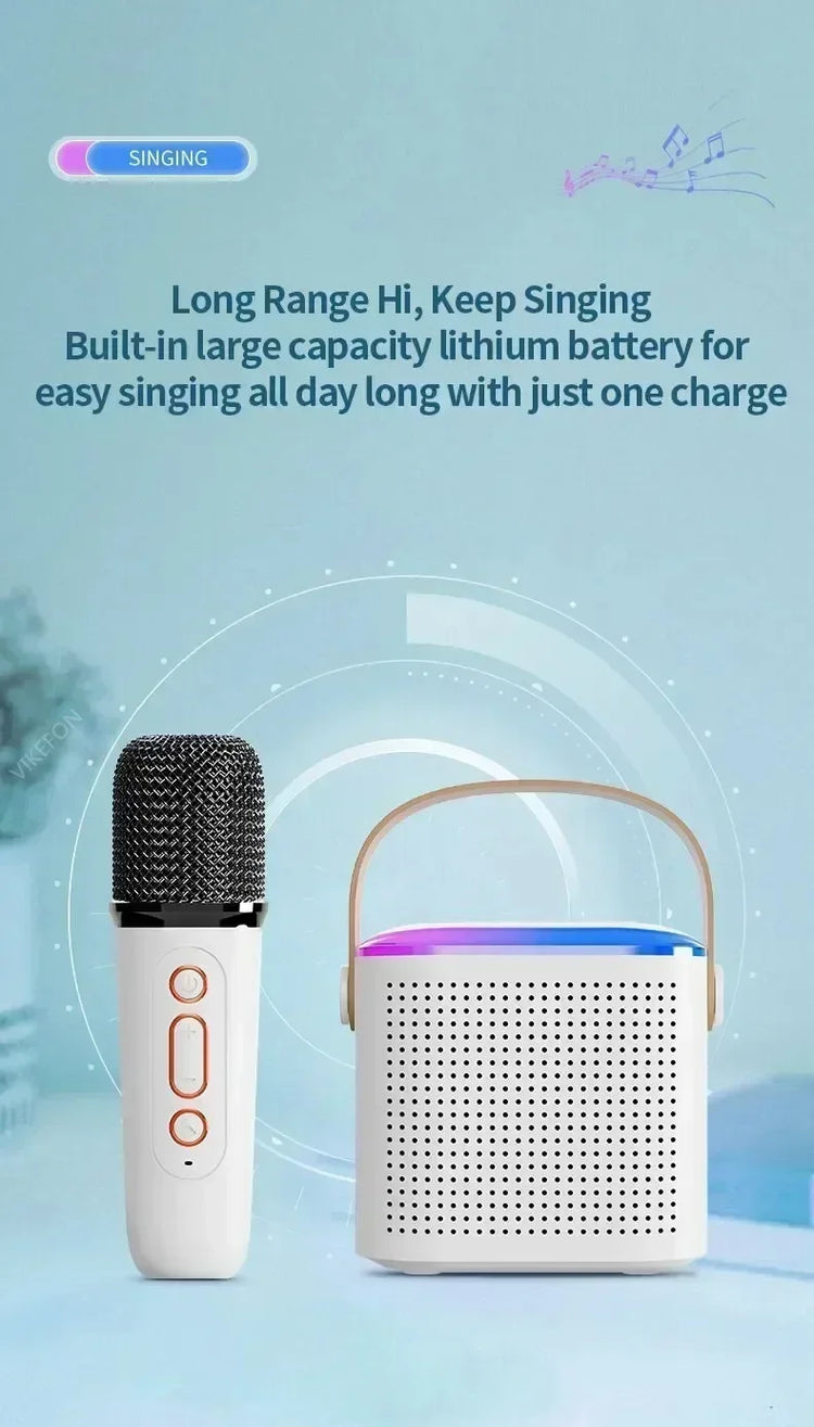 Mini Karaoke Machine LED Portable Bluetooth Speaker - ElectronAge