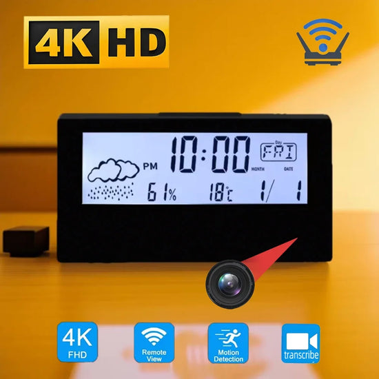 Brand new 4KHD mini clock camera, supporting remote viewing, motion detection, loop recording, and home nanny style mini camera