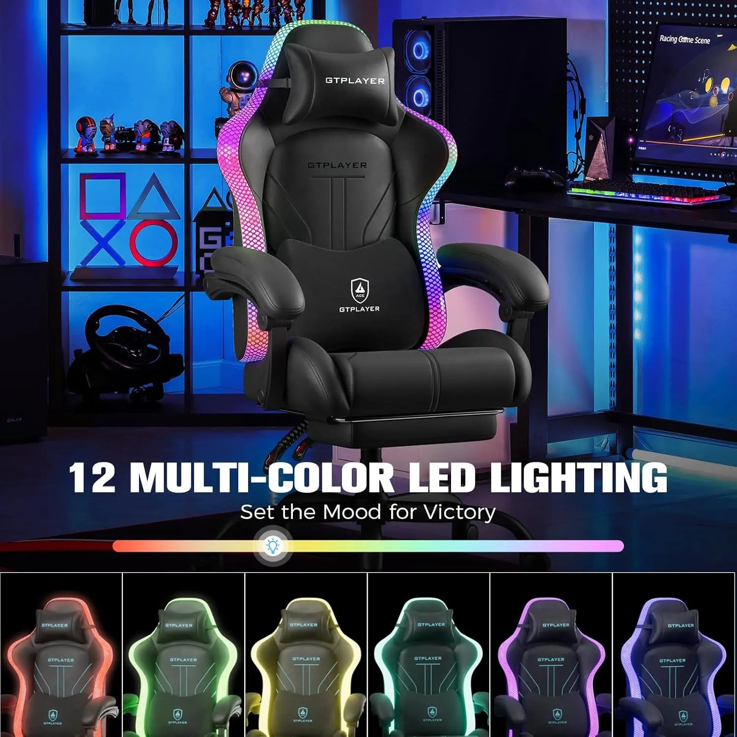 Ergonomic Gaming Chair with RGB LED Lights - ElectronAge