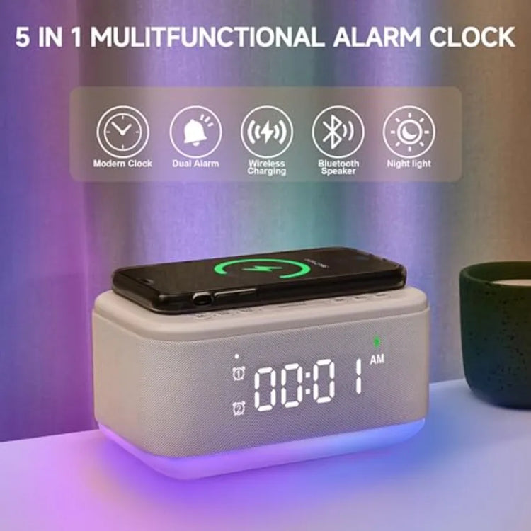 Alarm Clock Speaker Wireless Charger Digital - ElectronAge