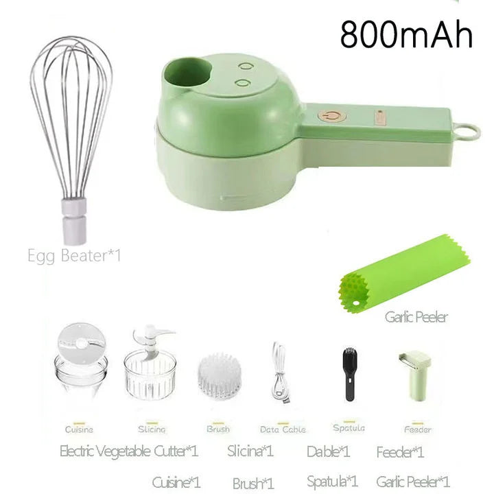 4 in 1 Handheld Electric Vegetable Cutter Wireless Food Processor - ElectronAge