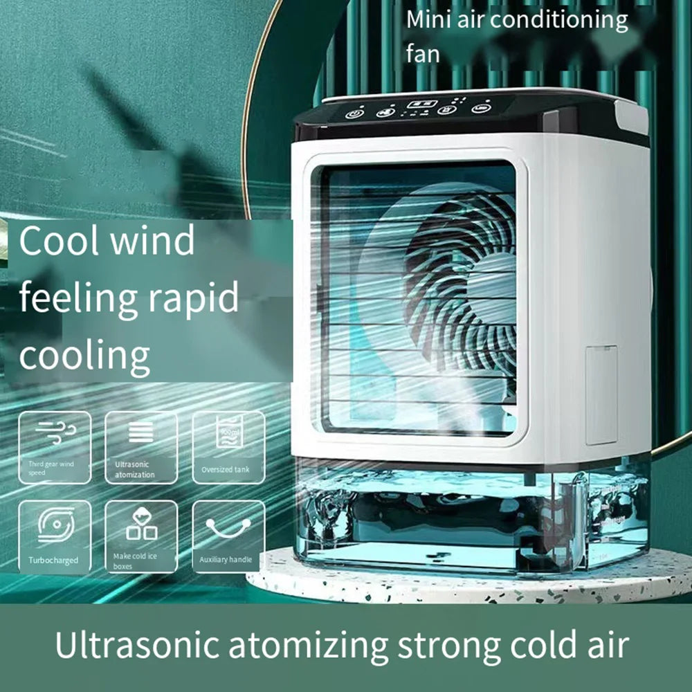 USB Portable Air Conditioner Fan Mini 3 Gears Home Desktop Cooling Fan LED Night Lamp Air Cooler for Room Office Camping 선풍기 - ElectronAge
