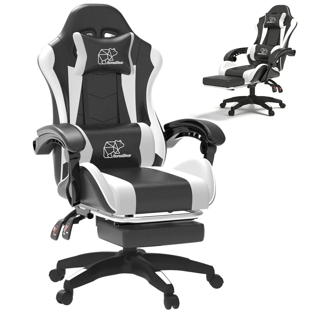 Ergonomic Gaming Chair, Leather Office Chairs with Foot Rest - ElectronAge
