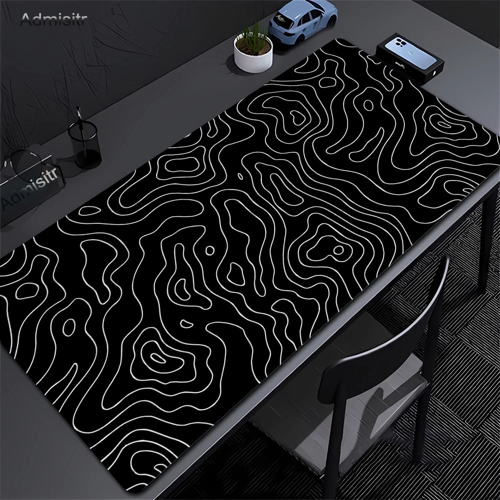 Admisitr XXL Desk Mat Black And White Strata Liquid Mousepad - ElectronAge
