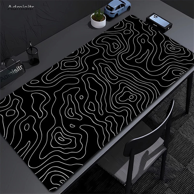 Admisitr XXL Desk Mat Black And White Strata Liquid Mousepad - ElectronAge
