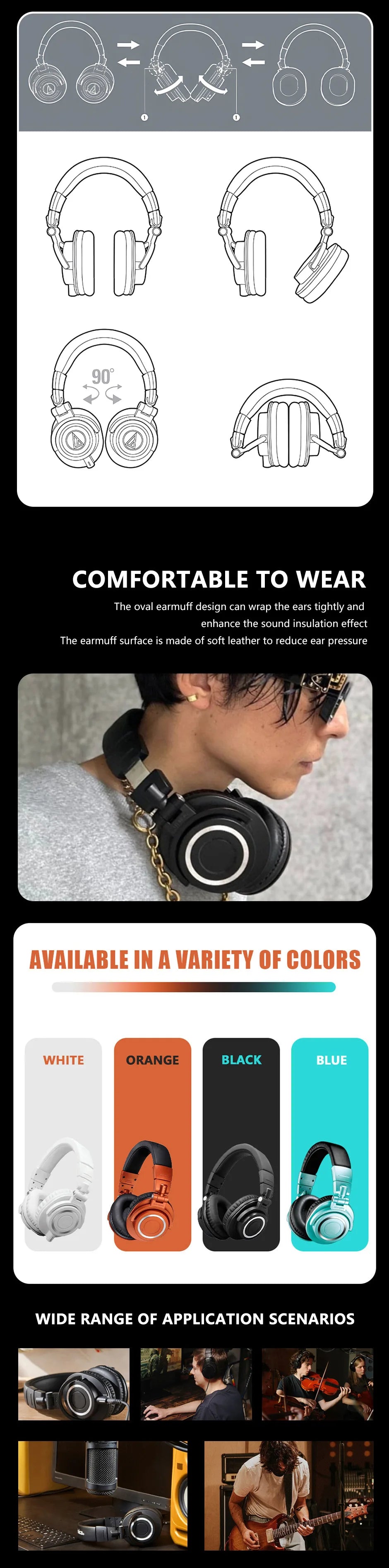 FarSoo M50X HIFI Audio Headphones - ElectronAge