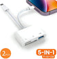5-in-1 USB 3.0 Lightning Type C SD TF Card Reader Adapter for iPhone iPad MacBook Samsung Android Cameras Other Devices