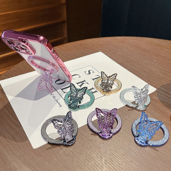Stylish Bling Butterfly Phone Stand Magnetic Suction Bracket Mobile Phone Ring Holders