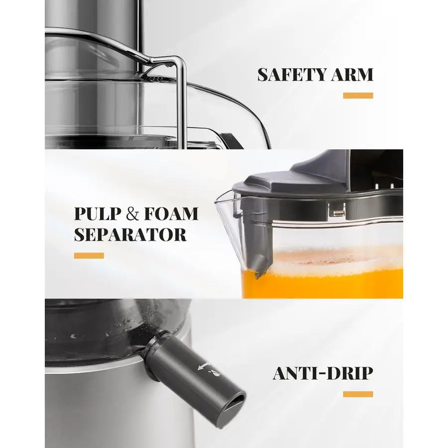 XMSJ Powerful 1200W Juicer Machine, 3.2 Wide Chute - ElectronAge
