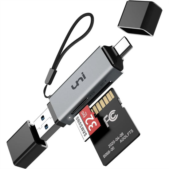 USB C SD Card Reader, Dual Slot Memory Card Adapter for SD/Micro SD, High-Speed USB 3.0, Compatible with MacBook