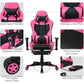 Pink Ergonomic Gaming Chair with Footrest - ElectronAge