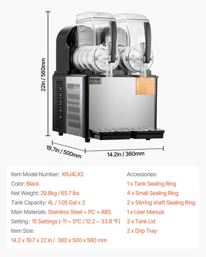 SucceBuy 3-36L Commercial Slushy Machine 1-3 Tanks Stainless Steel Margarita Smoothie Frozen Drink Maker for Party Restaurants - ElectronAge