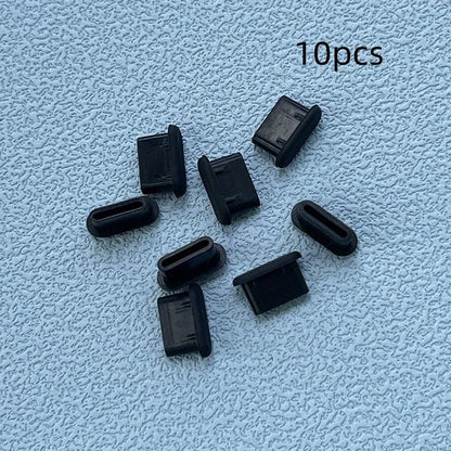 10pcs Silicone Anti-Dust Plugs for Type-C Mobile Phone Charging Ports