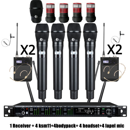 Leicozic 4 Channel Wireless Microphone Professional Radio System - ElectronAge