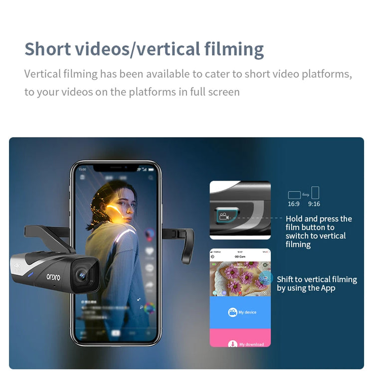 ORDRO EP8 4K 60FPS Head-Wearable Video Camera - ElectronAge