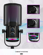 Professional Condenser Microphone USB Dynamic Microphone With Mute Button Gaming Mic For Studio Singing Podcasts Live Broadcast