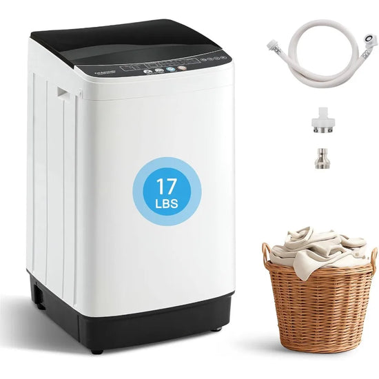Portable Washing Machine 17LBS Full Automatic Washer and Spinner 10 Programs with Child Lock Energy-Saving Compact Laundry Wash