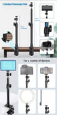 Roreta Desk Mount Stand DSLR Camera C Clamp Light Photographic Light Boom Stand With Ball Head for Phone Video Ring Light Zoom