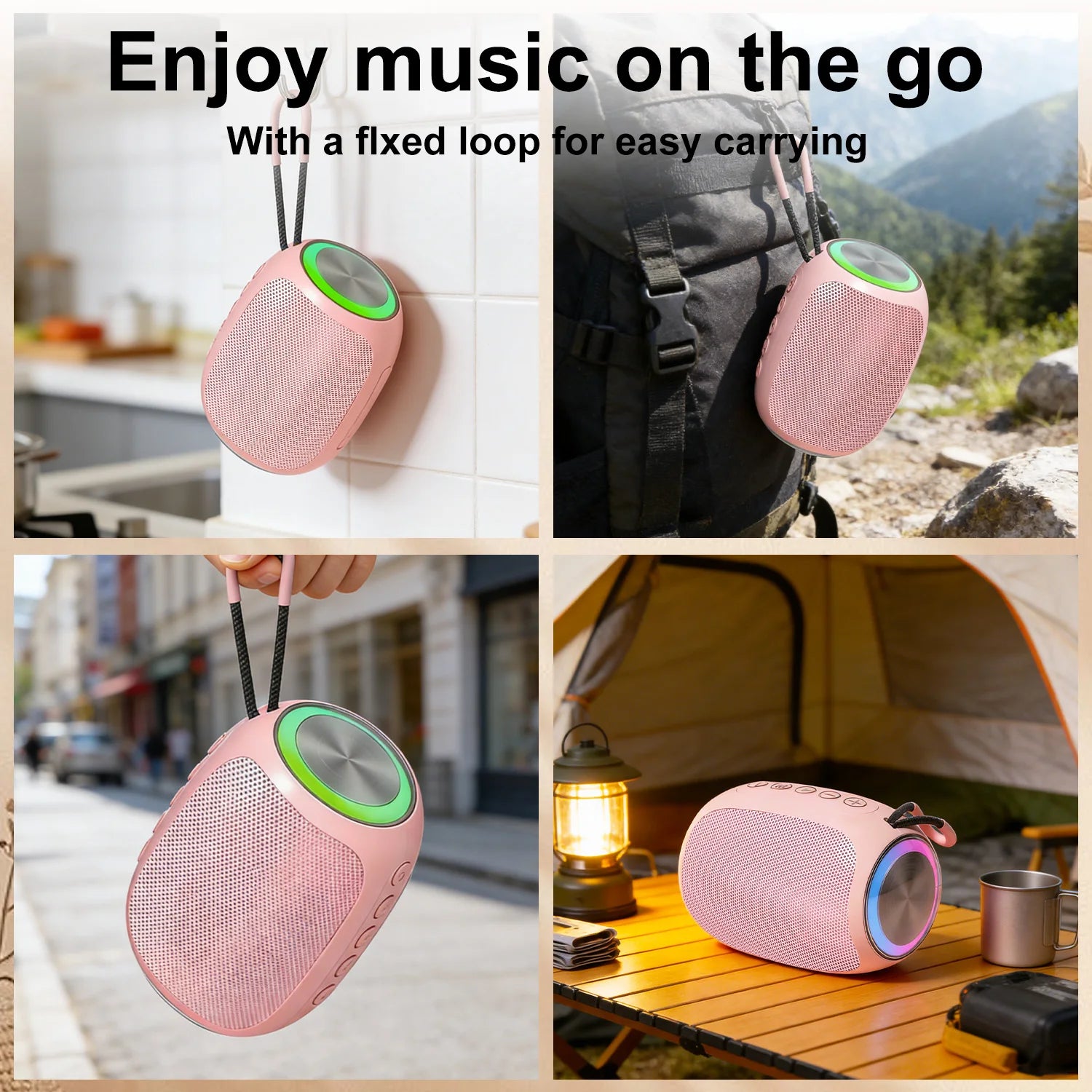 Pink Wireless Speaker with Colorful Lights - ElectronAge
