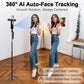 Auto Face Tracking Selfie Stick Tripod with Light, 360° Rotation for iPhone, Remote Control for Vlog Live Stream