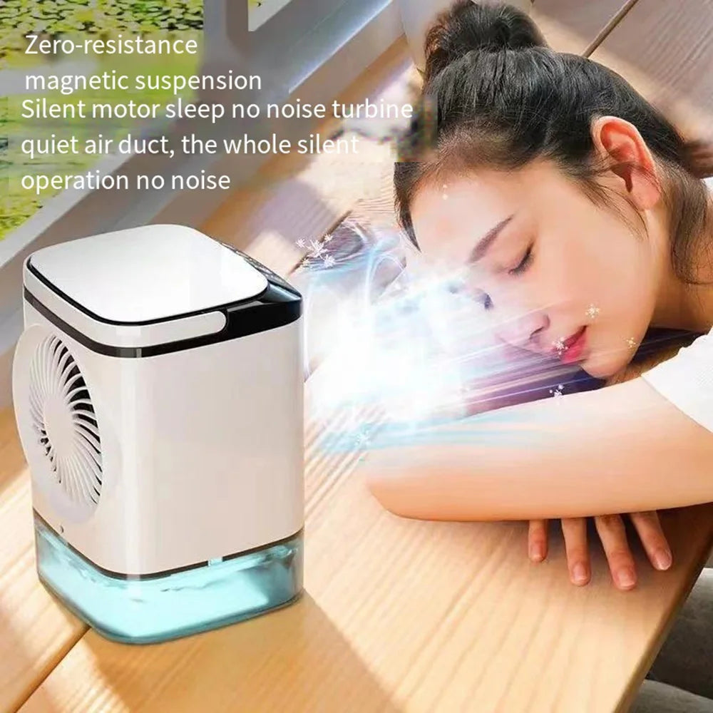 USB Portable Air Conditioner Fan Mini 3 Gears Home Desktop Cooling Fan LED Night Lamp Air Cooler for Room Office Camping 선풍기 - ElectronAge