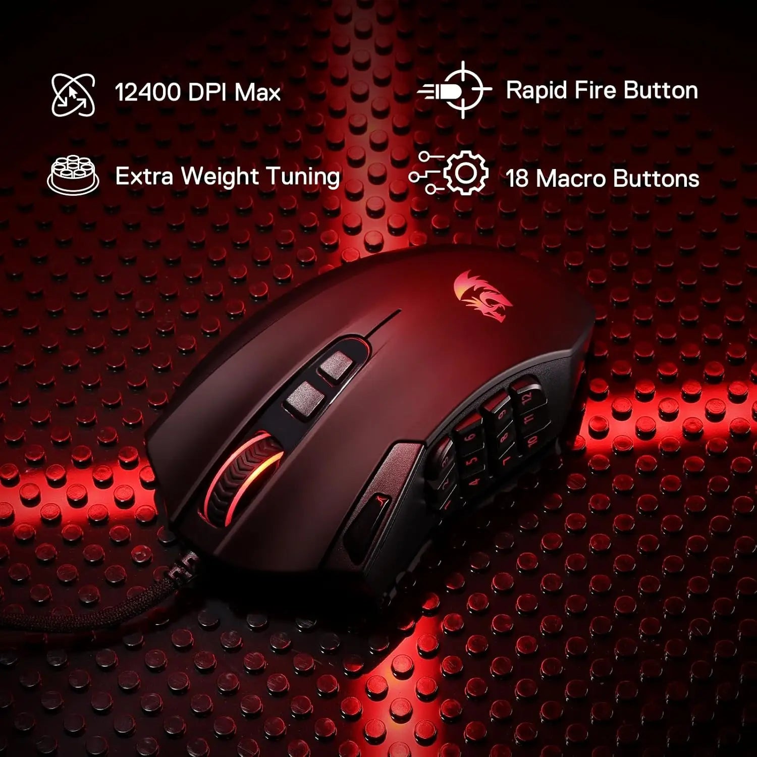 Redragon M921 MMO Gaming Mouse 12400 DPI - ElectronAge