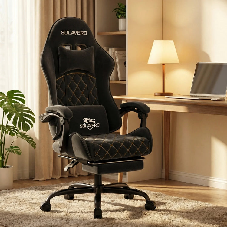 Massage Gaming Chair with 360°-Swivel and Headrest - ElectronAge