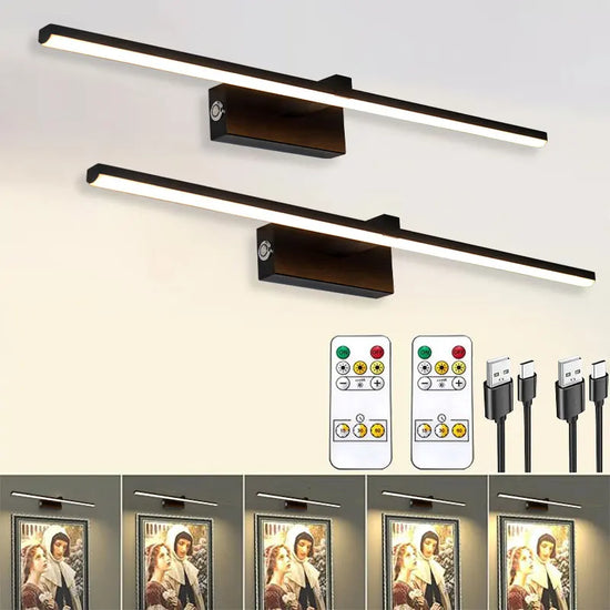 5200mAh Rechargeable Battery LED Picture Light 3CCT USB Wireless Touch Switch Dimmable Wall Lights Wall Lamp with Remote Control